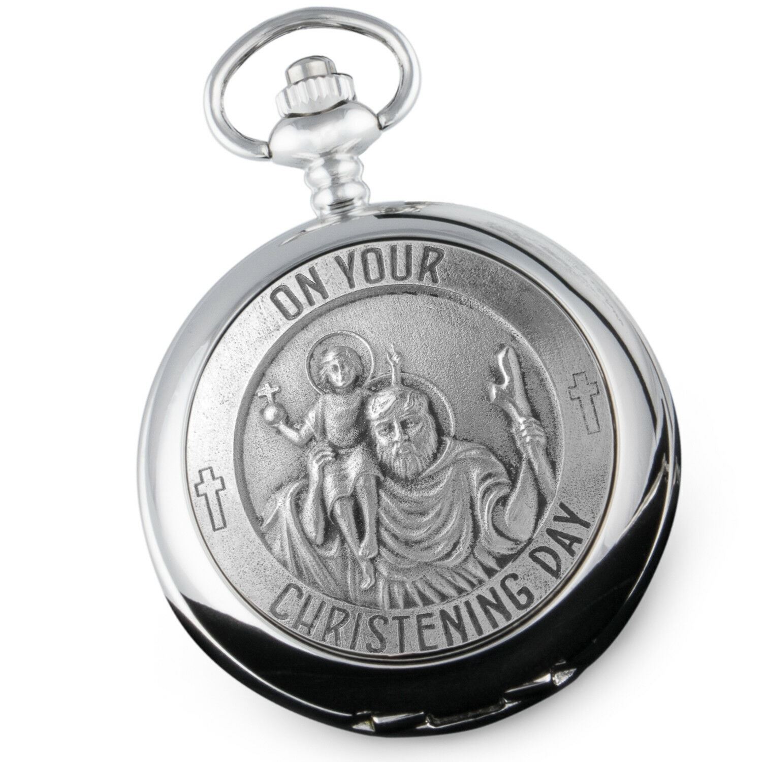 Unique Boys Christening Gift Engraved Boy’s St Christopher Pocket Watch Silk Box
