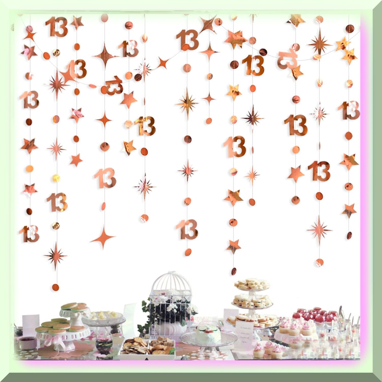 13th Birthday Party Kit with Rose Gold Decorations