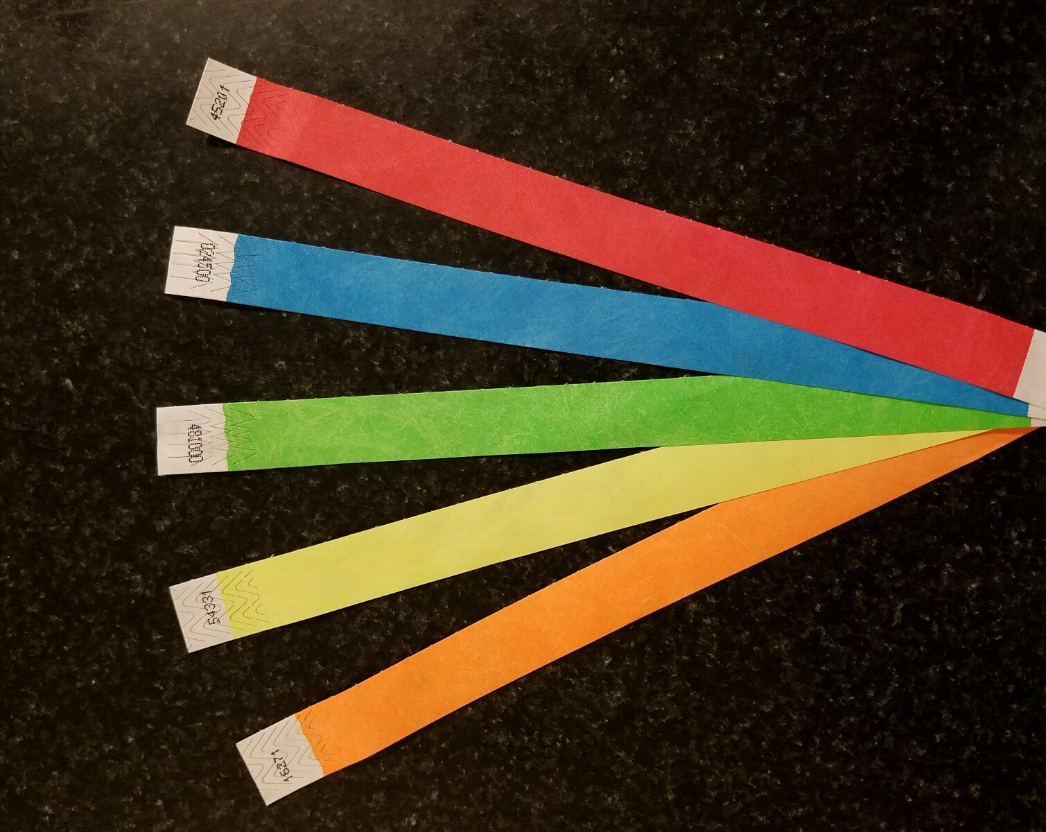 2000 Tyvek Assorted Color Wristbands 3/4″ 5 colors asst