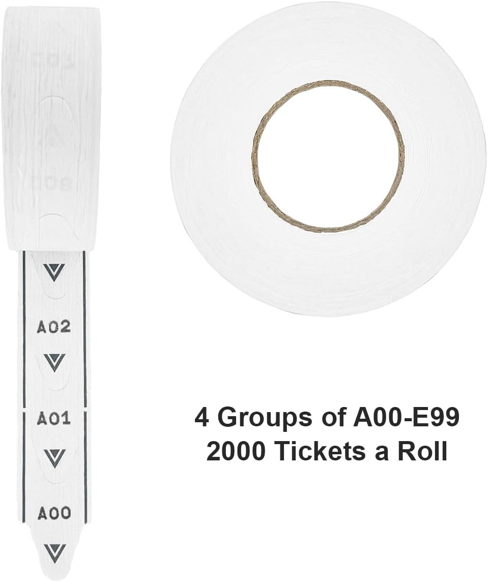 1 roll of 2-Digit Take-A-Number Tickets – 2000 / roll (White)