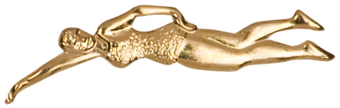 Gold Finish Metal Female Swimmer Pin TIE TACK School Varsity Insignia Chenille