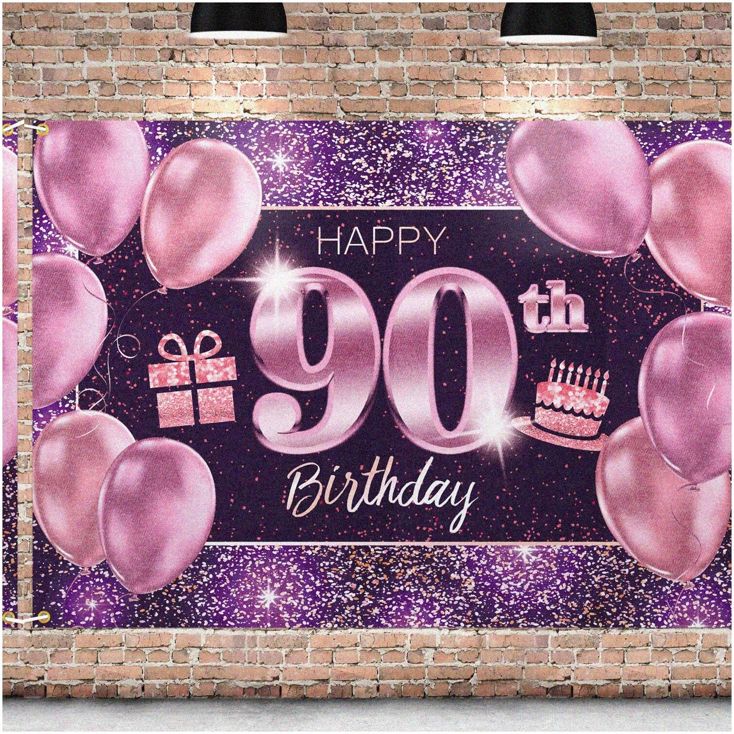 Pink and Purple 90th Birthday Celebration Backdrop