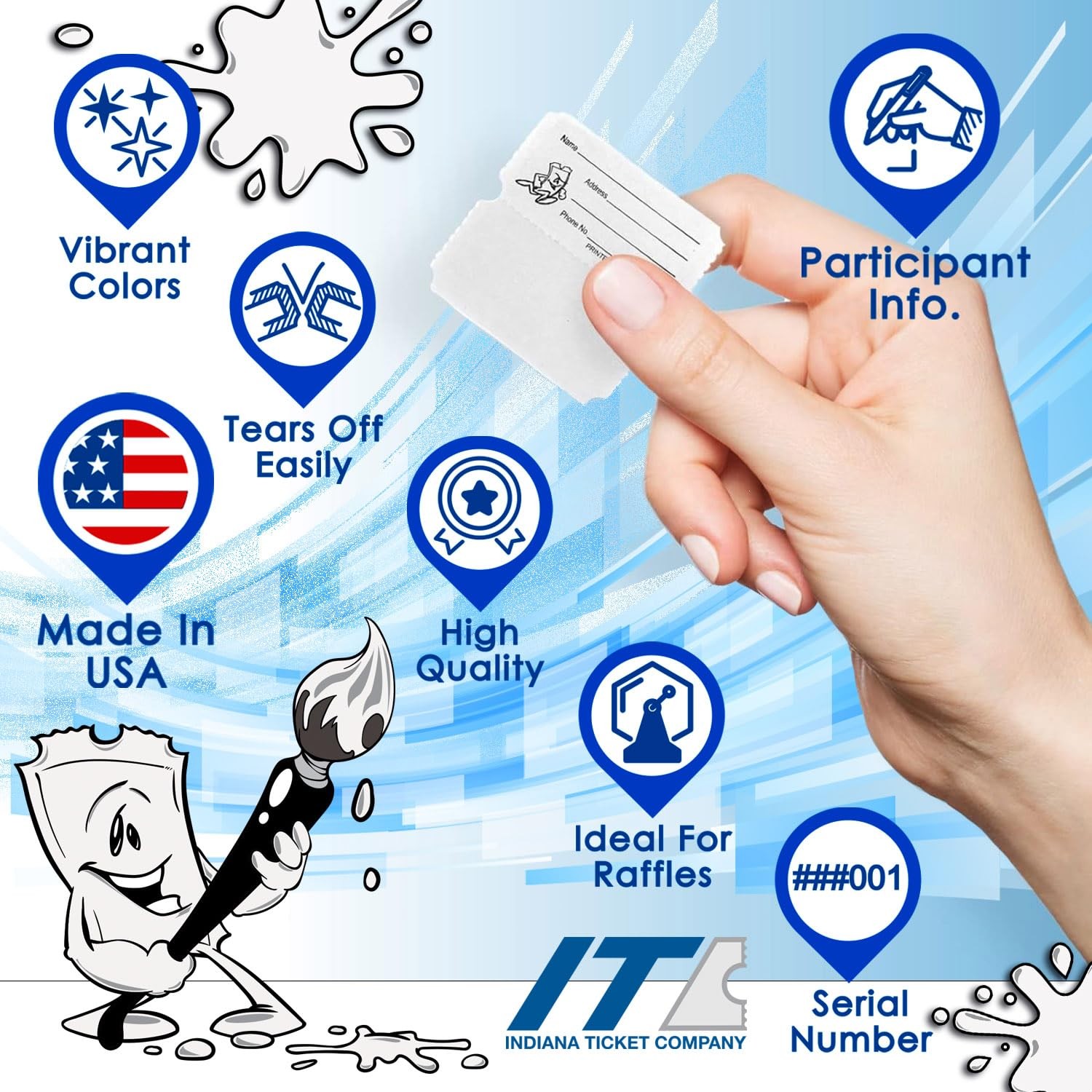INDIANA TICKET CO. 2,000 White Raffle Tickets Double Roll, Premium Quality 50…