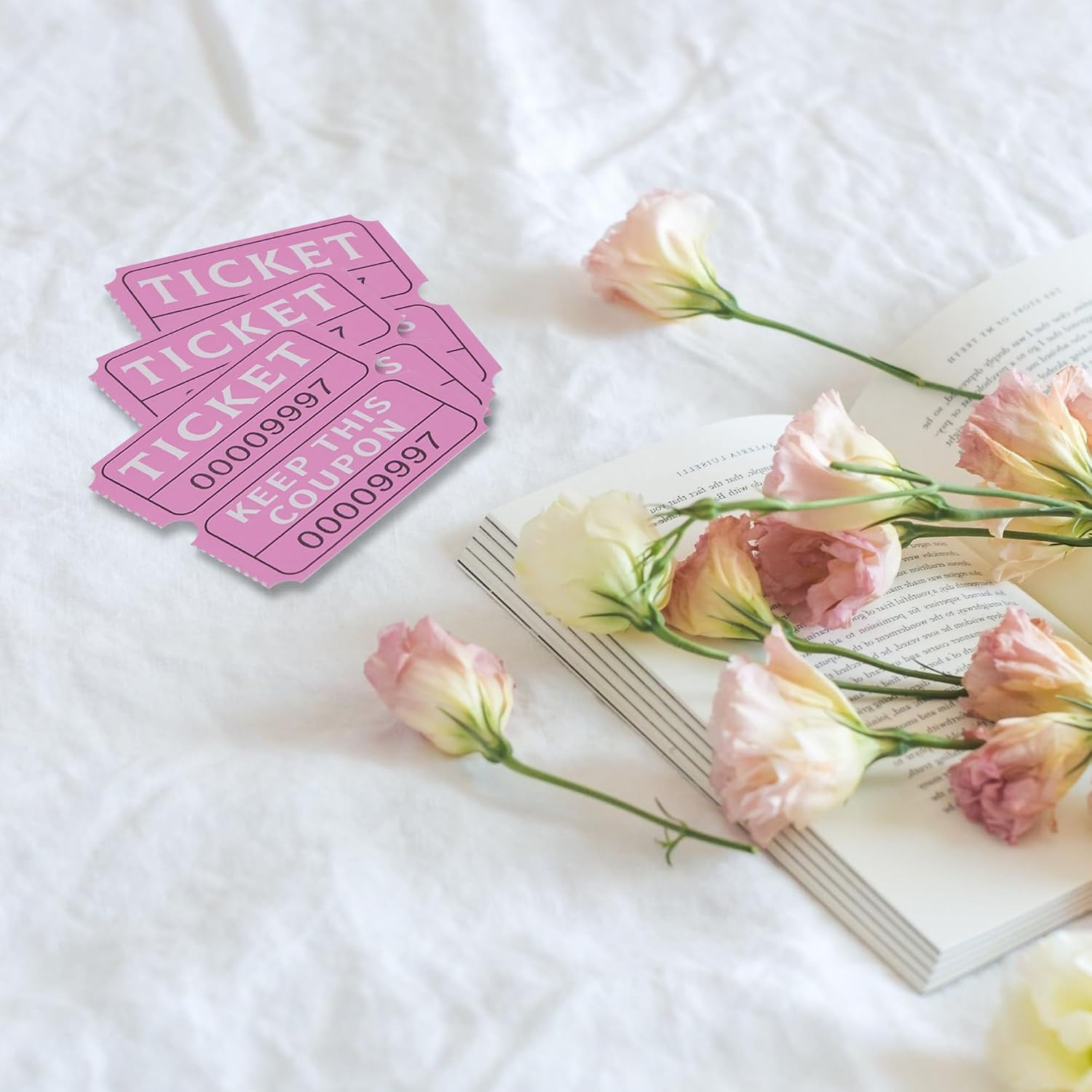 Double Raffle Tickets 100 Pack, Pink Diaper Tickets Sheets 2 x 2 in for Fundr…