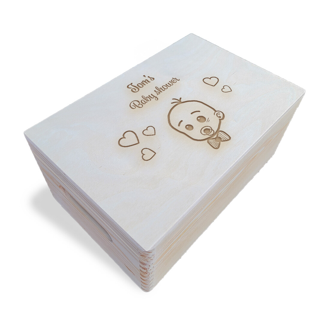 Wooden Engraved Personalised Baby Birthday/baby Shower Box,Unpainted for Boy (4)