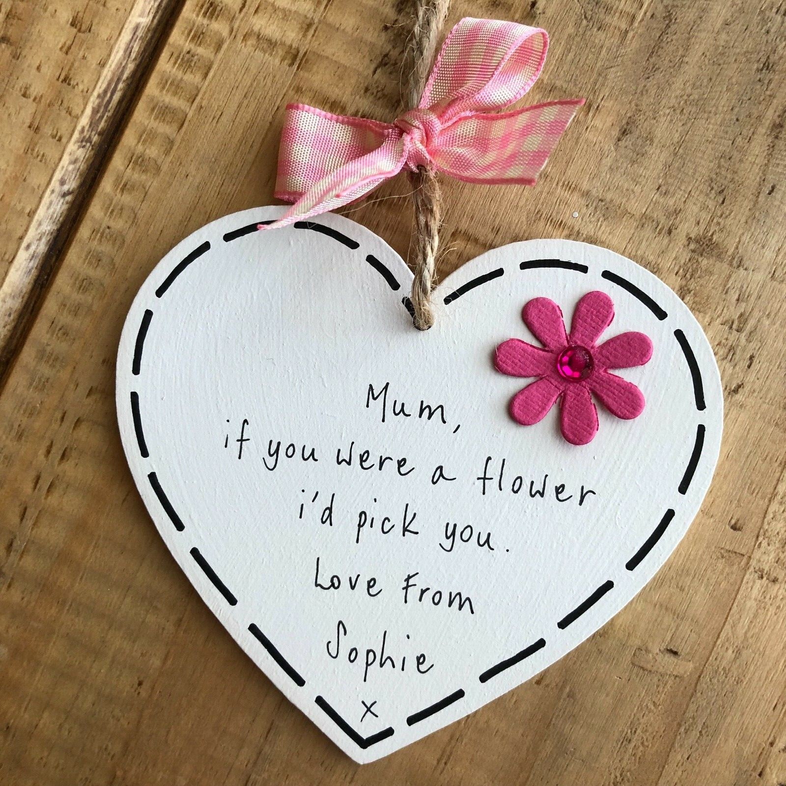 Personalised Mothers Day Gift Flower Heart Mum Mummy Grandma Nan Nana Love Prese