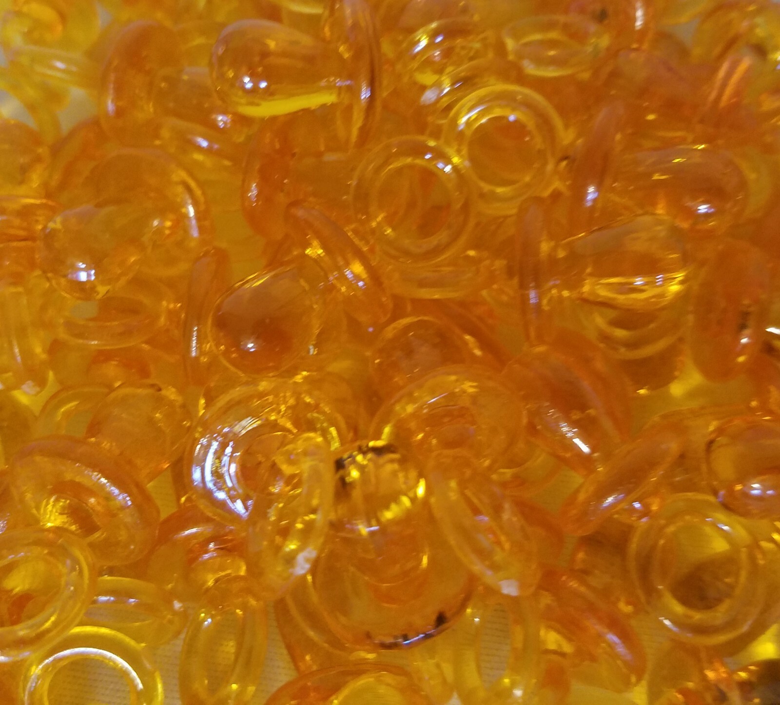 Lot of 50 Orange Acrylic Plastic Pacifiers Miniature Baby Shower Decorations