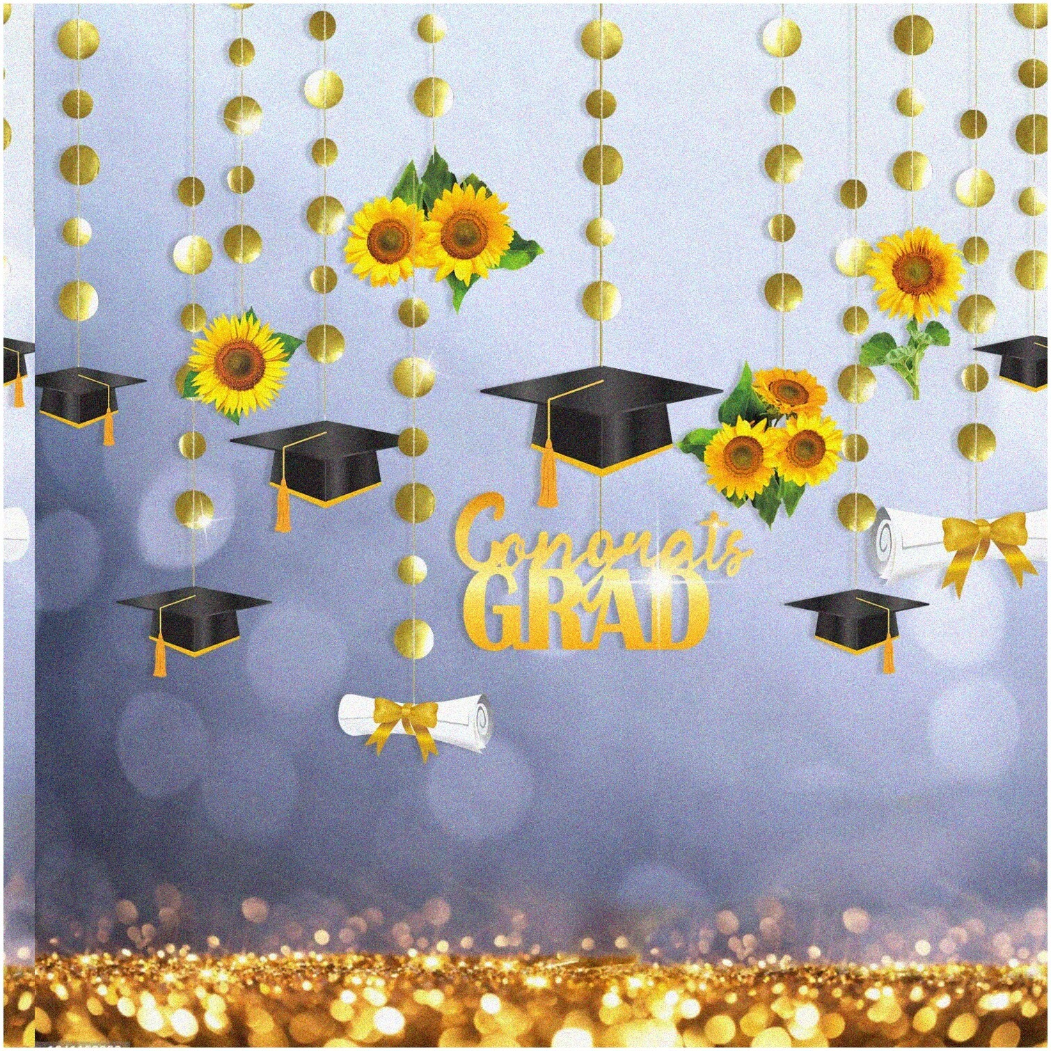 Sunflower Graduation Party Decor Set with Banner and Stars