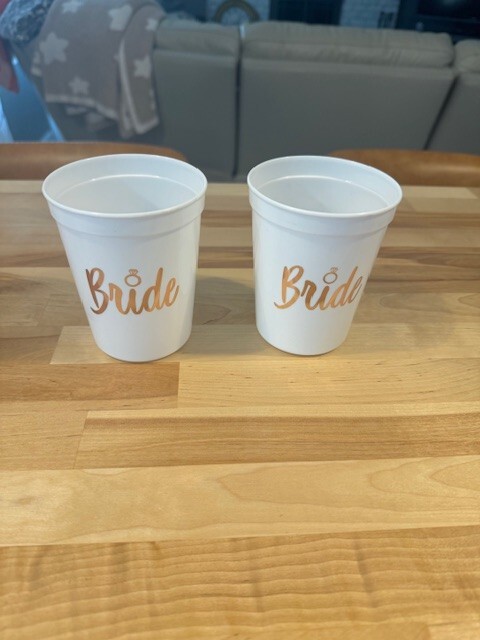 Bridal Shower or Bachelorette Party Plastic Cups Team Bride & Bride 14 pcs