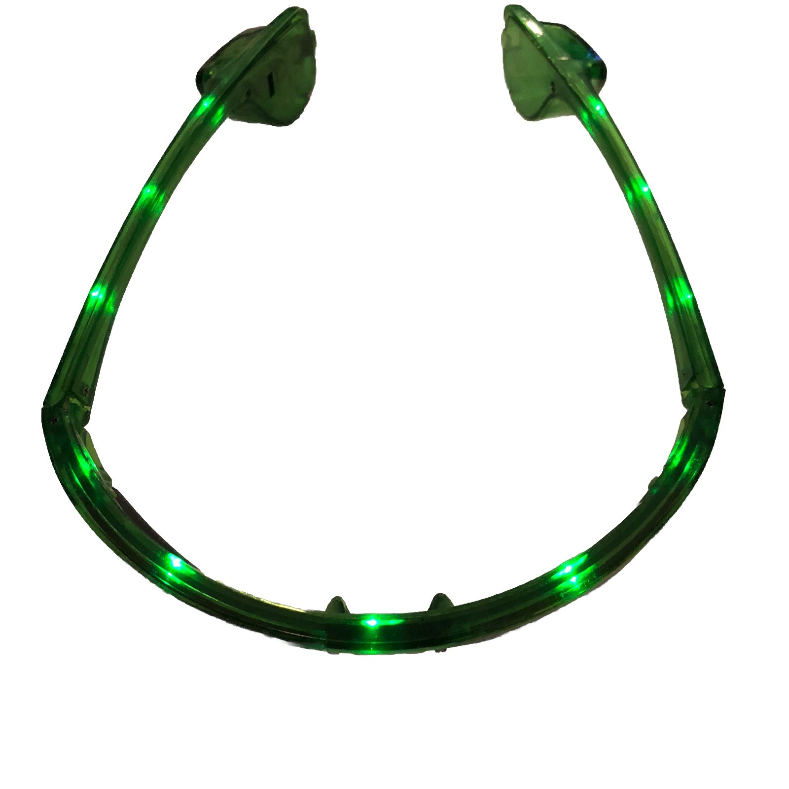 RI Novelty Flashing Lights Kids Adult Sunglasses Green Frames Light Fast Slow On