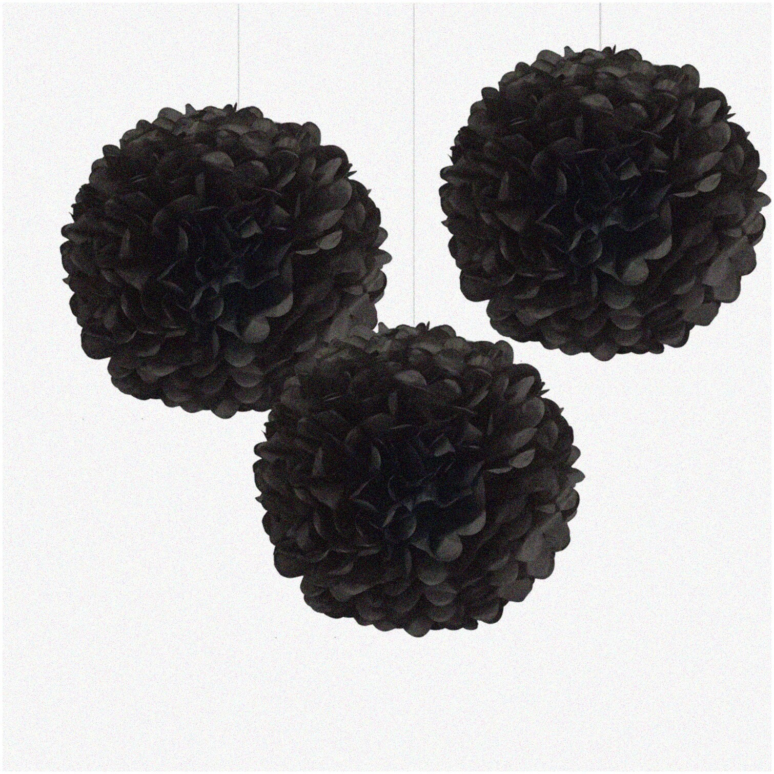Black Tissue Paper Pom Poms 12 Inch Pack of 12