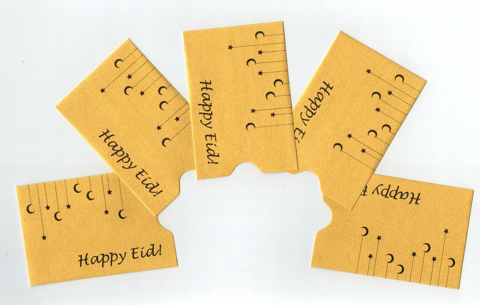 Happy Eid Golden Gift Card Sleeve Holder (2.4 x 3.5 inches,10 pack)