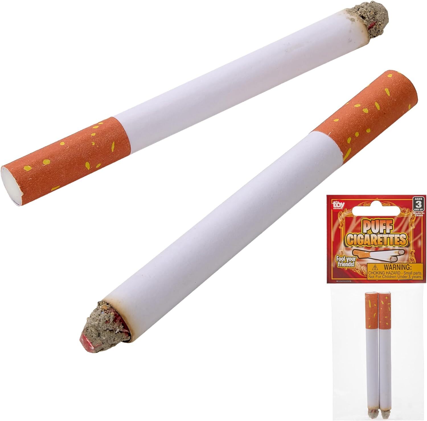 2 JOKE PUFF CIGARETTE – Fake Smoke Magic Trick Gag Prop Costume Accessory Toy
