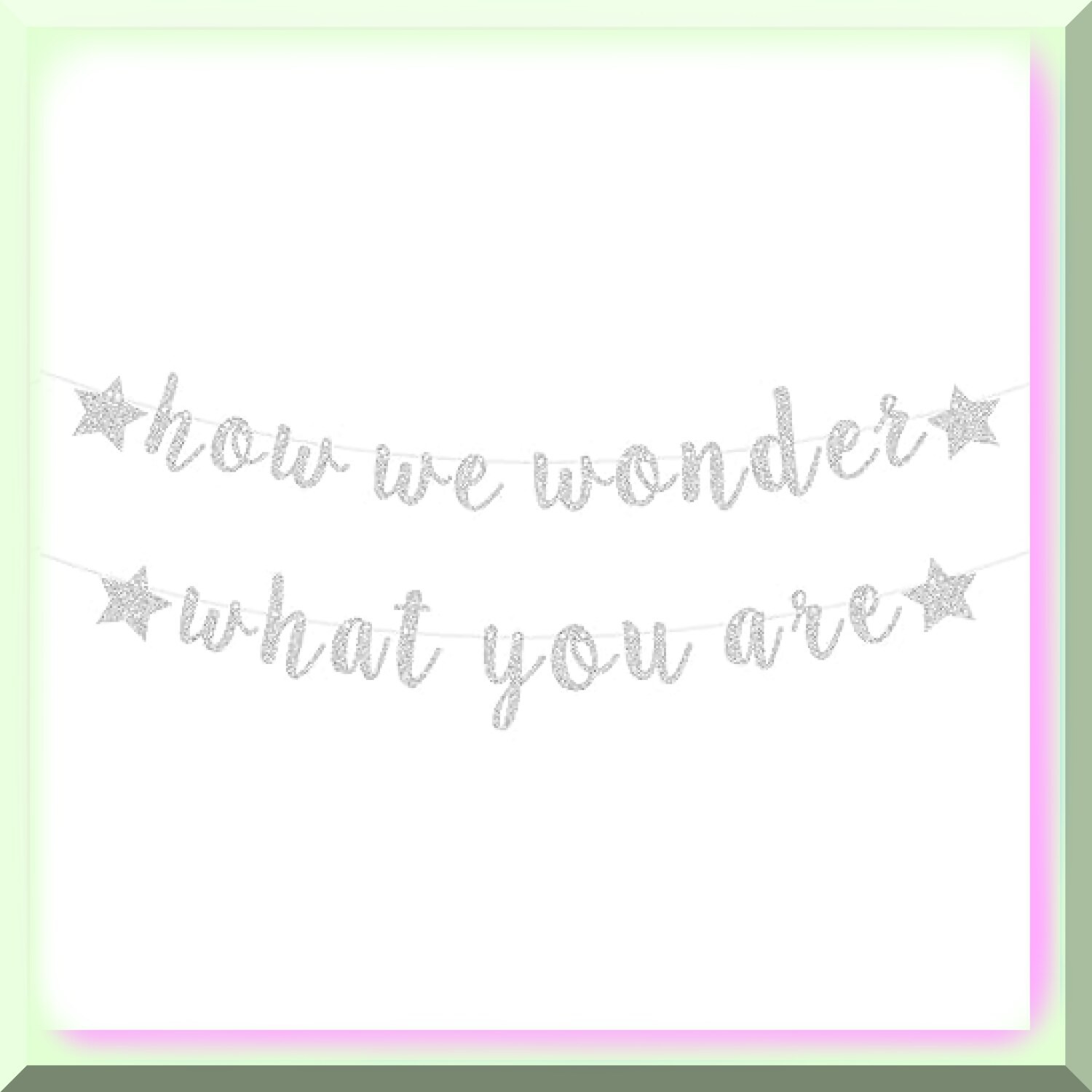 Silver Glitter Gender Reveal Banner