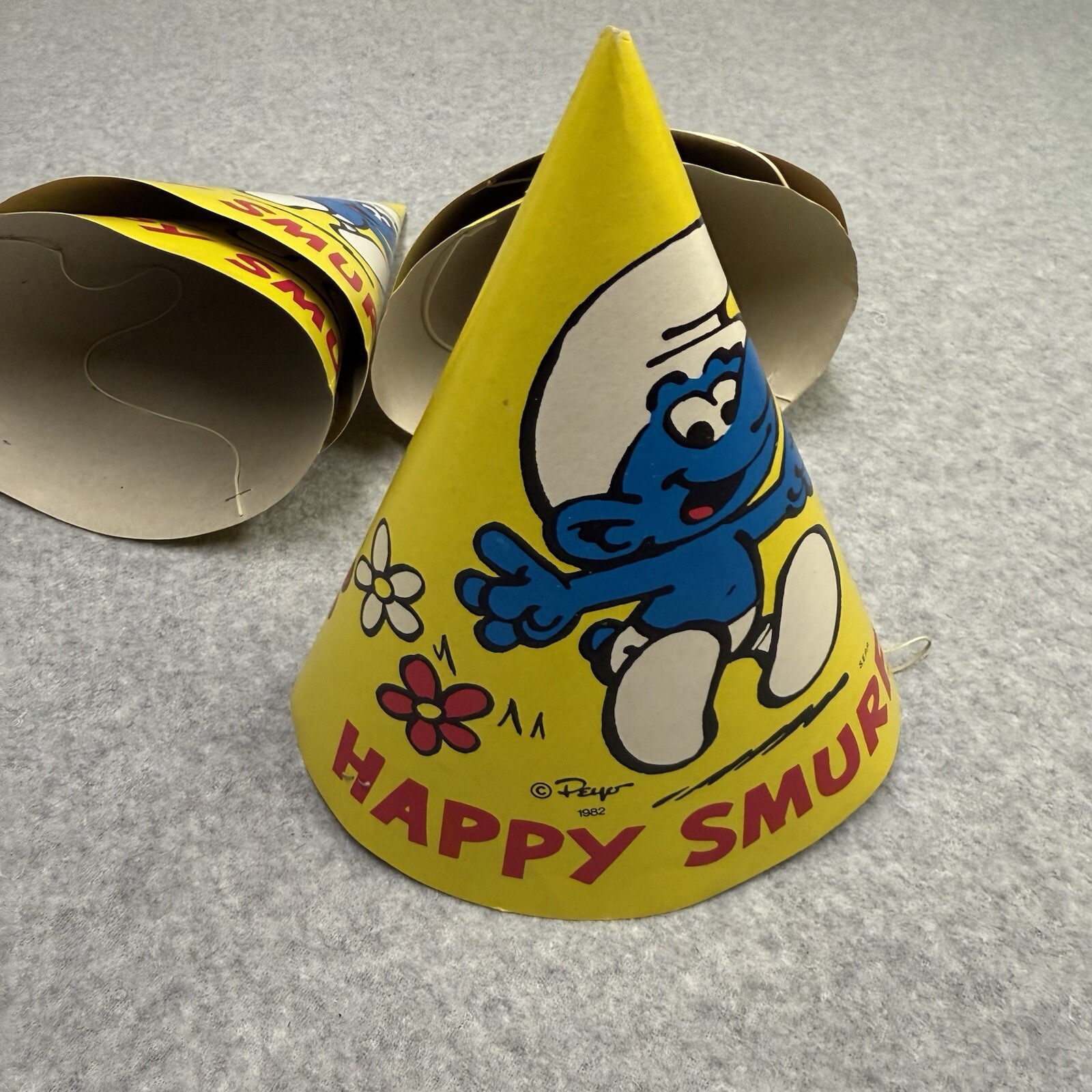 Vintage Smurf Party Hats Lot Of 5 Happy Smurfday