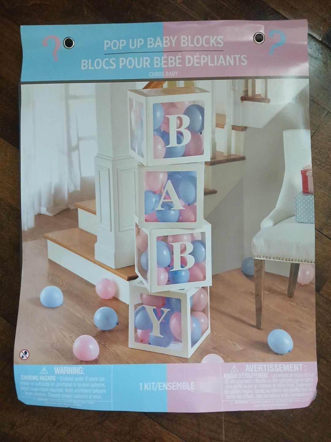 Baby Blocks 4-Piece Lettered Balloon Boxes for Gender Reveal With Balloons New
