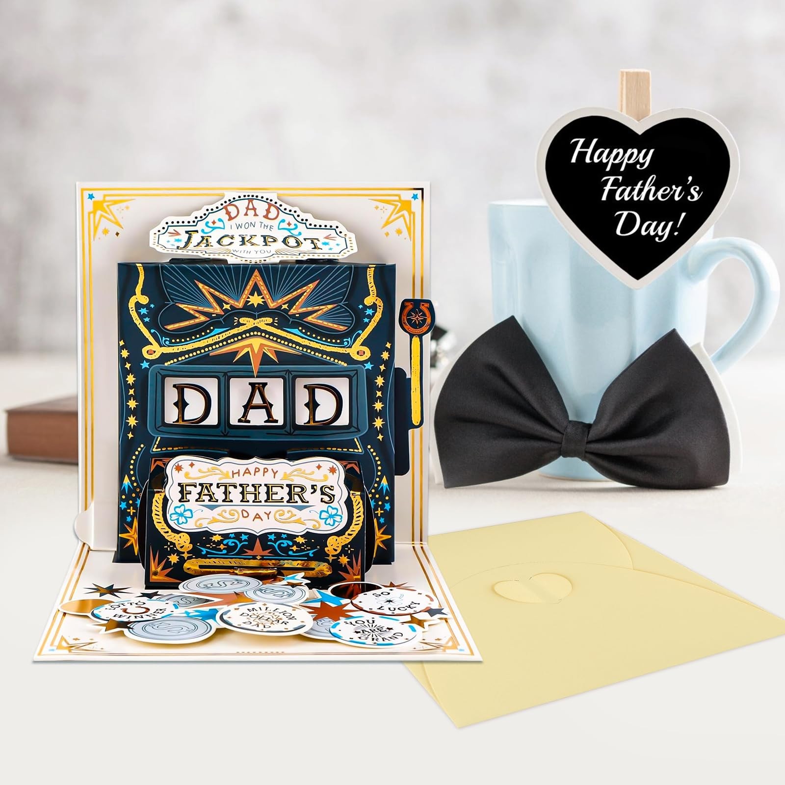 FLYAB Fathers Day Pop Up Card – 3D Jackpot Funny Happy Father’s S, A-Jackpot