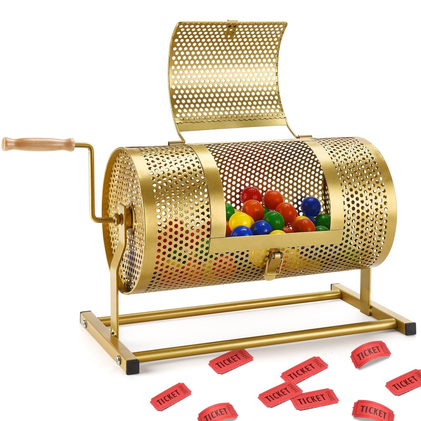 Raffle Drum, Heavy Duty Raffle Ticket Spinner Cage with Wooden Silent Design …