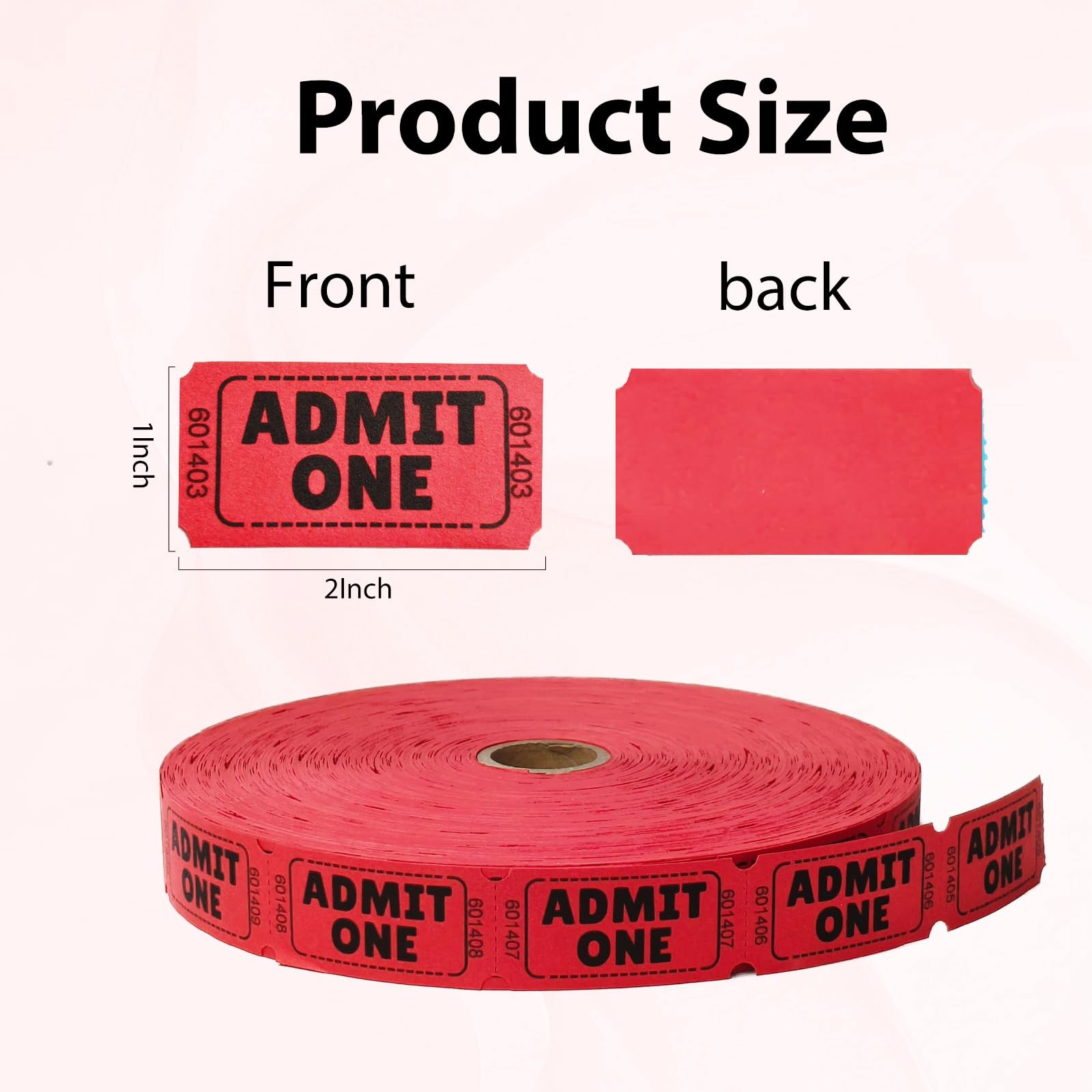 2200 Red Raffle Tickets Single Roll Admit One Numbered For Events Carnival