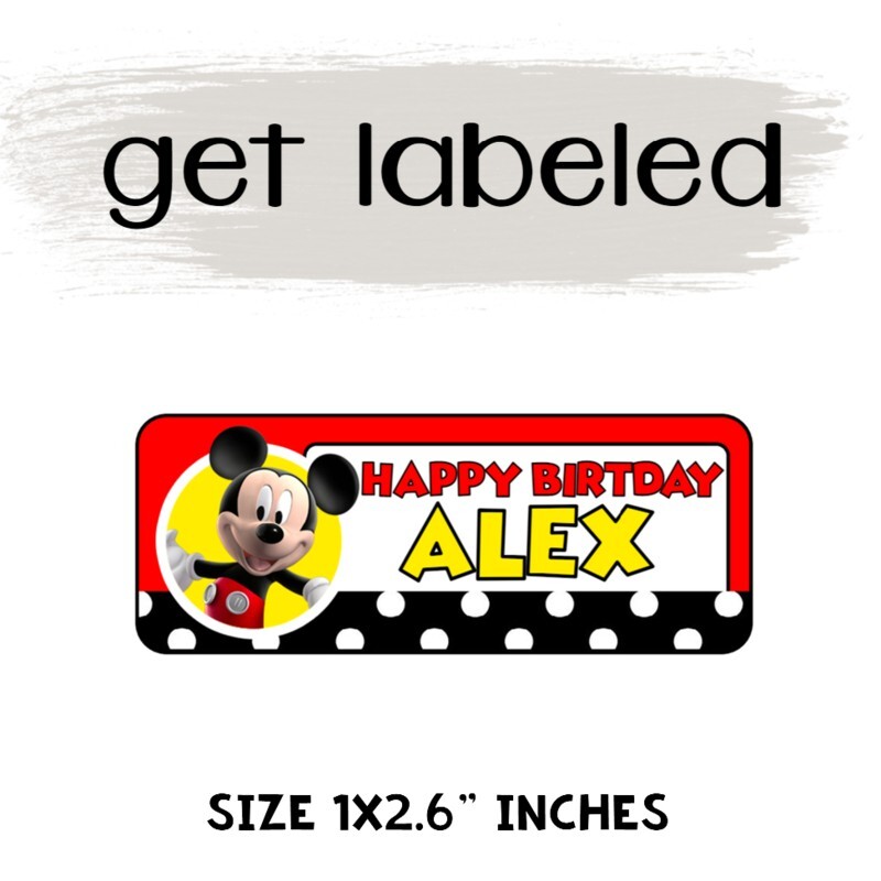 60 MICKEY MOUSE BIRTHDAY Party Stickers Labels For Goodie Bags & Favors