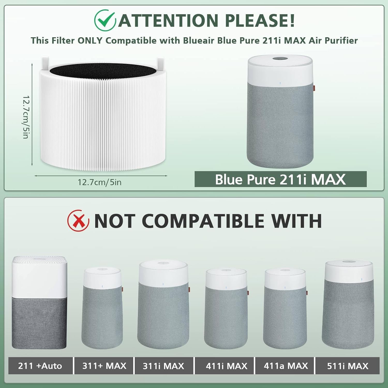 2 Pack 211i Max Replacement Filter Compatible with BLUEAIR Blue Pure 211i Max