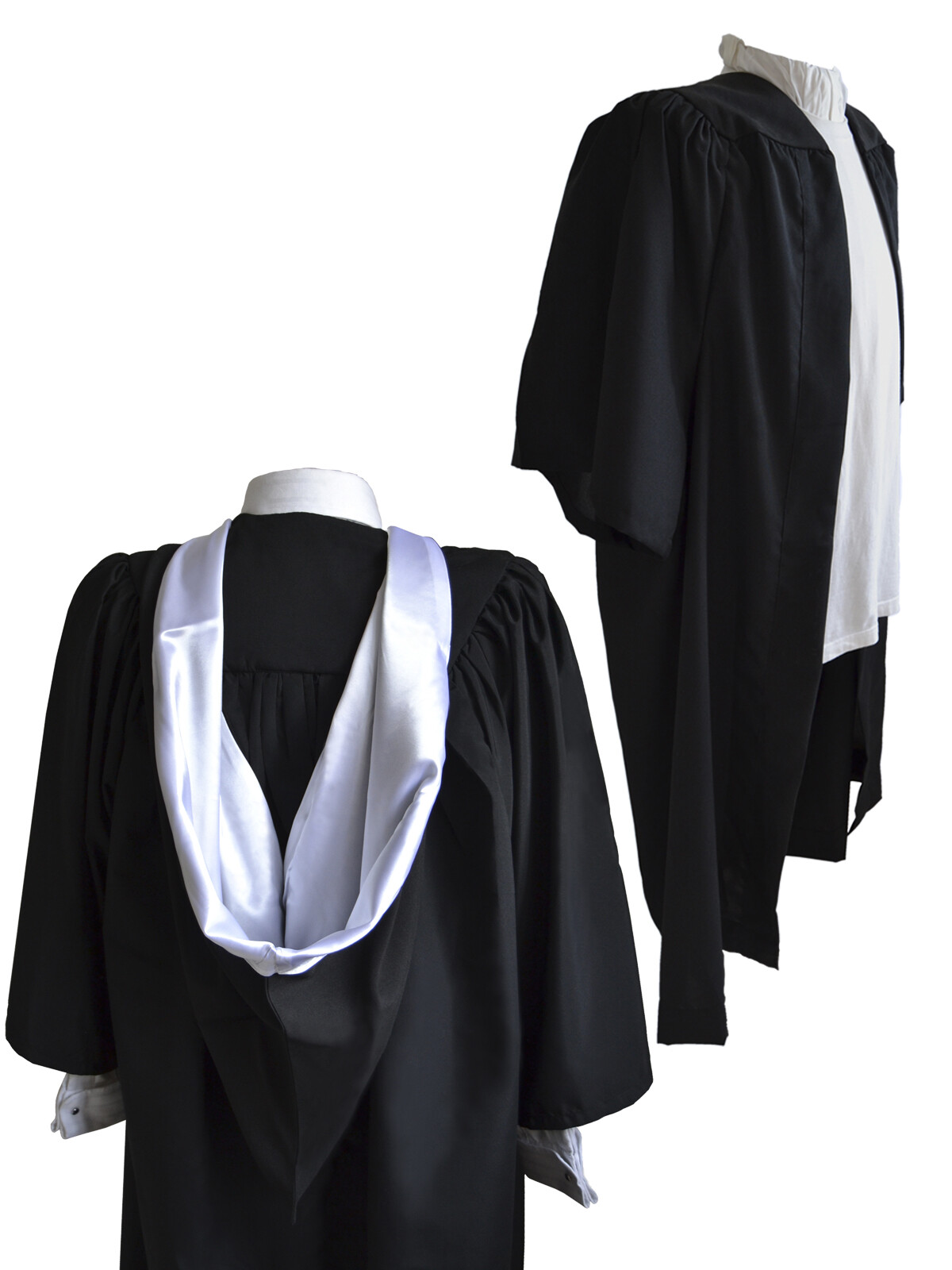 Fluted Bachelor BA Graduation Gown And Burgon Hood Set University Academic Robe