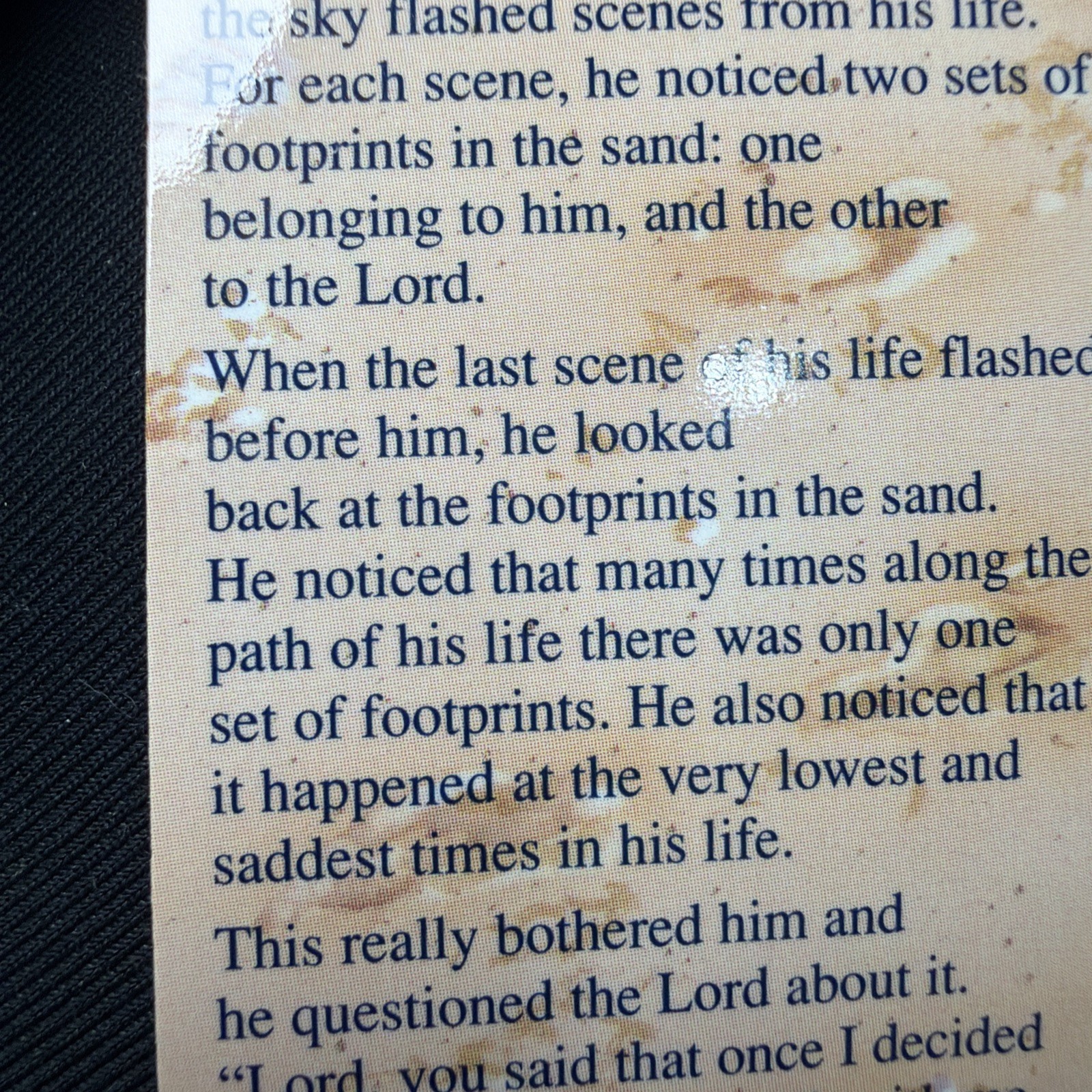 VTG 1988 Footprints In The Sand Poem With Penny Cross Coin Bookmark Remembrance