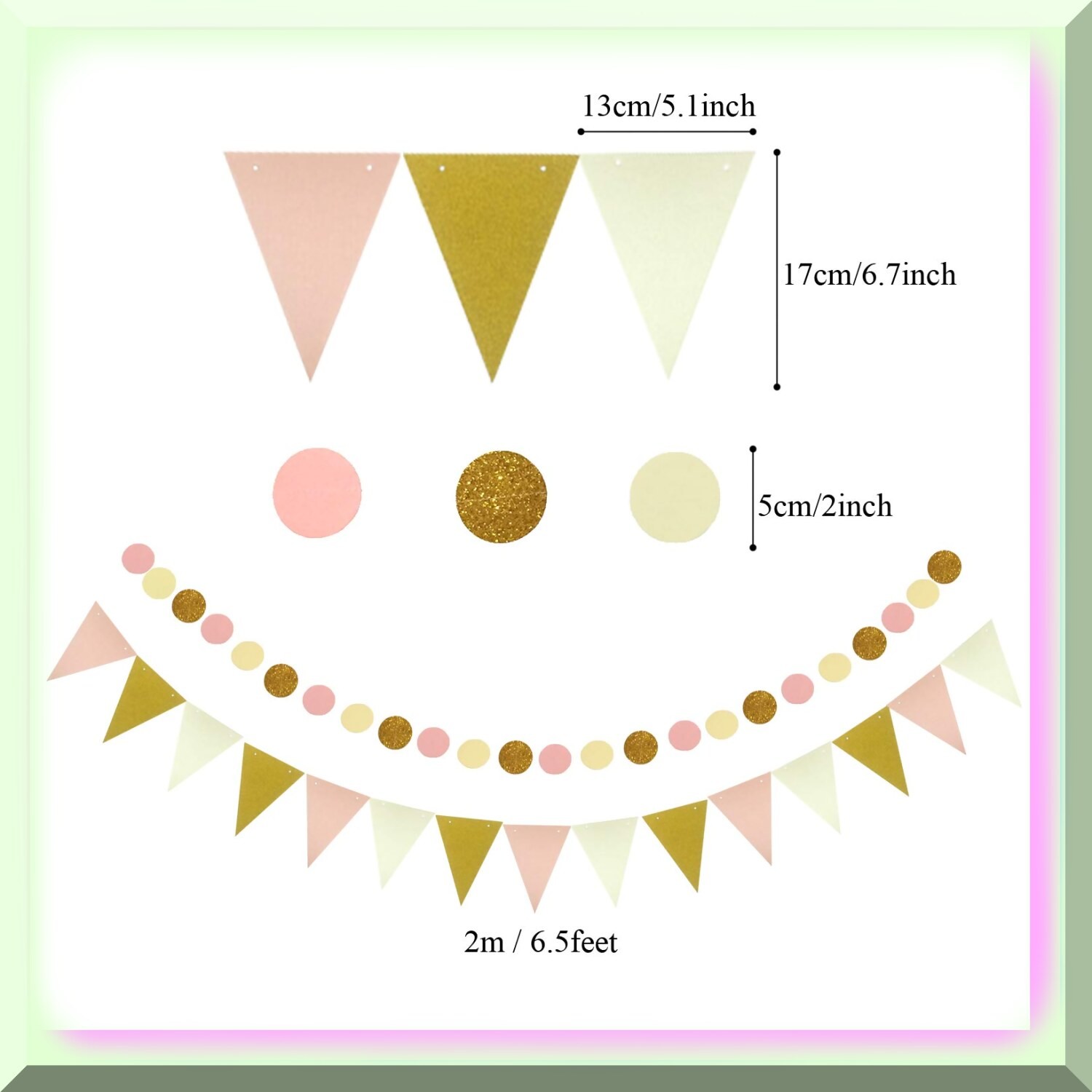 Pink Birthday Banner and Paper Fans Garland Set