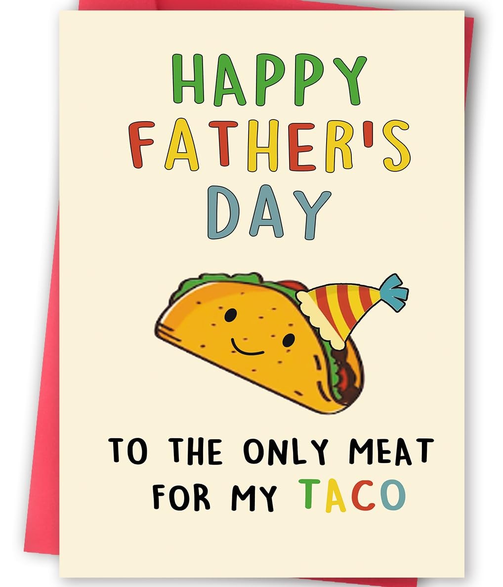 BENNLOOS Lovely Taco Father’s Day Card for Dad, 1 Count (Pack of 1), red