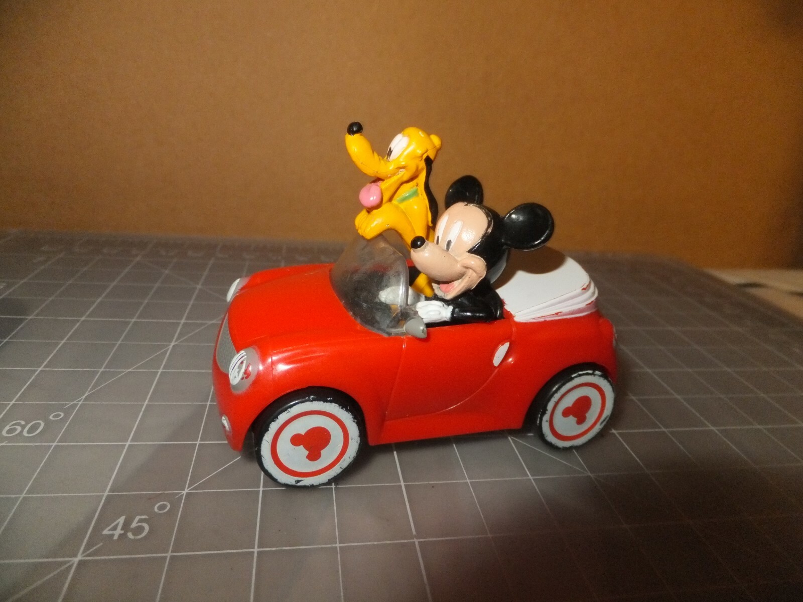 DecoPac Mickey Mouse and Pluto in Rolling Red Car Cake Topper Disney