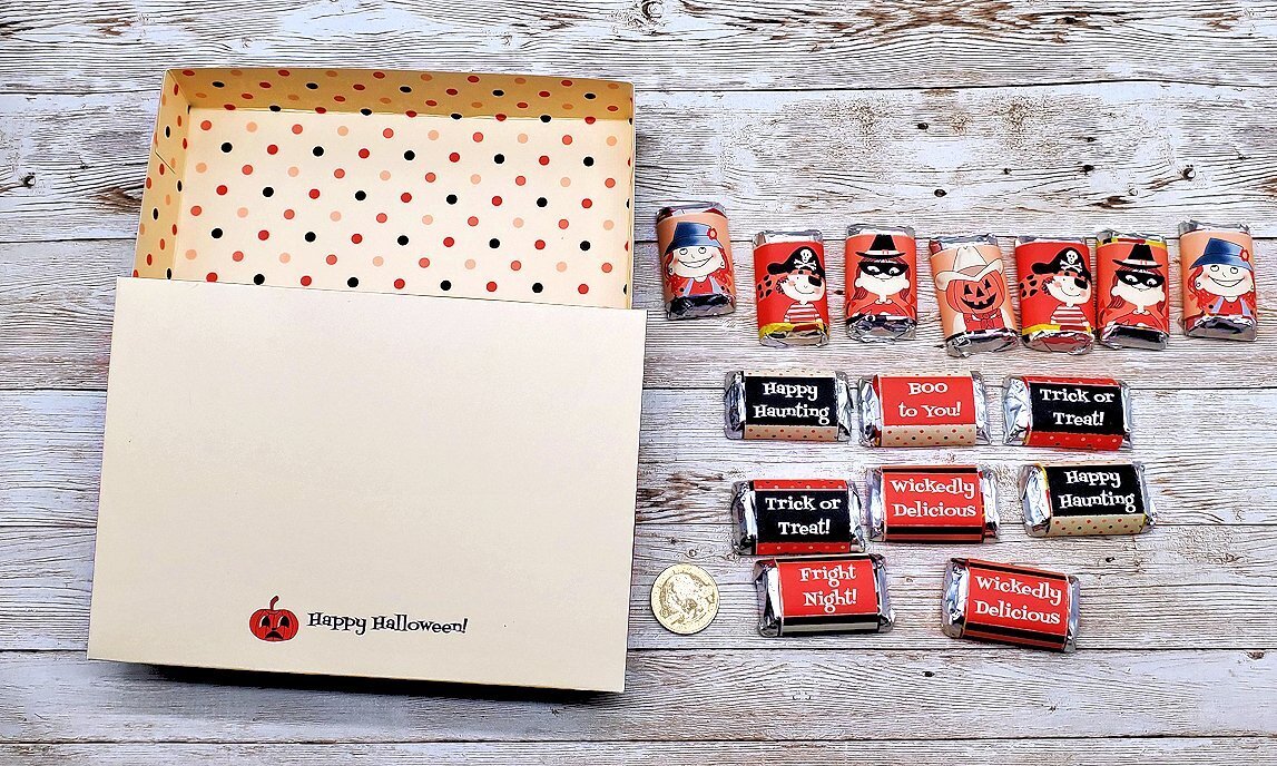 16 Pc-Halloween Retro-Treat Box-Candy Wrappers-Kids-Party Favor-Goodie-Gift Box