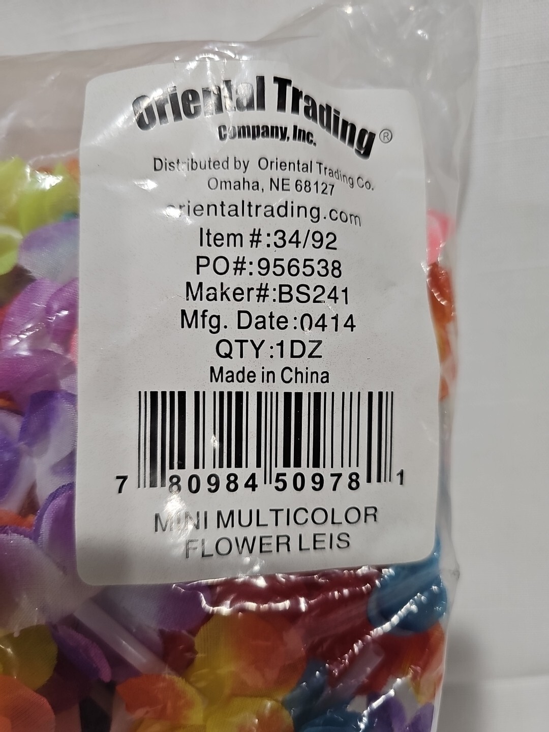Oriental Trading mini multicolored leis for luau