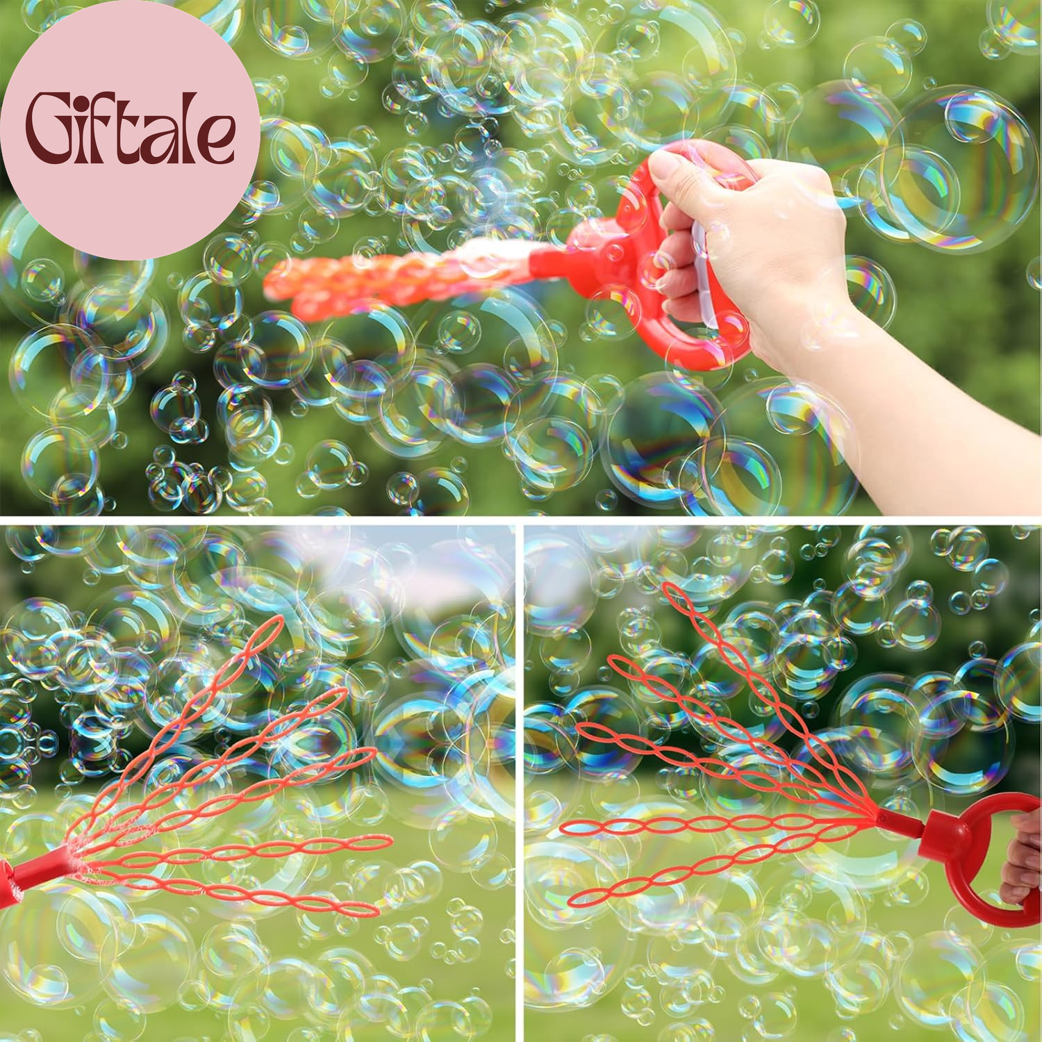 Bubble Wand 2 Pack, 36 Hole Smiling Face Bubble Wand for Kids Outdoor Game Toy,