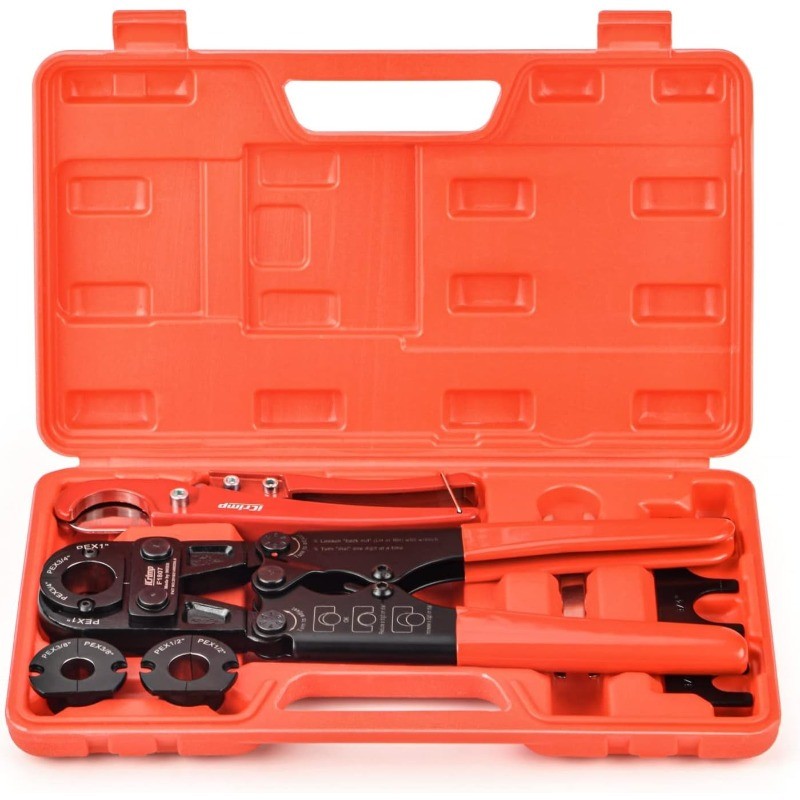 iCrimp Pex Pipe Crimping Tool kit for 3/8,1/2,3/4,1-inch Copper Ring with Free