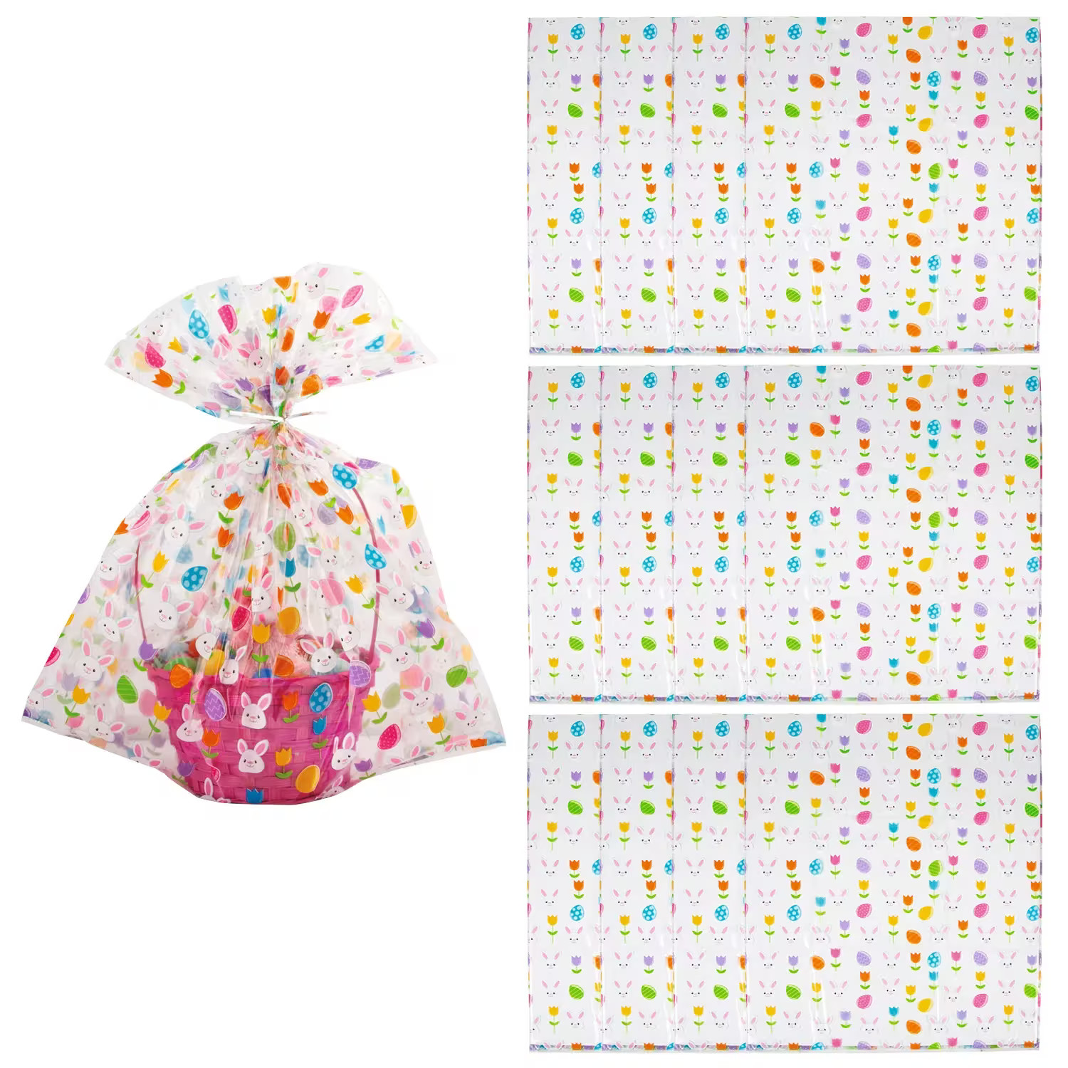 Fun Express Fun Jumbo Easter Basket Cellophane Bags with Bunny Design – 12 Pc.