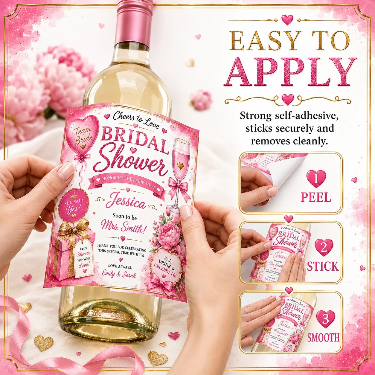 Personalised Bridal Shower Bottle Label Sticker Bride to Be Gift Decoration