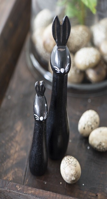 Standing Easter Bunny Black Mango Wood Decoration by Ib Laursen