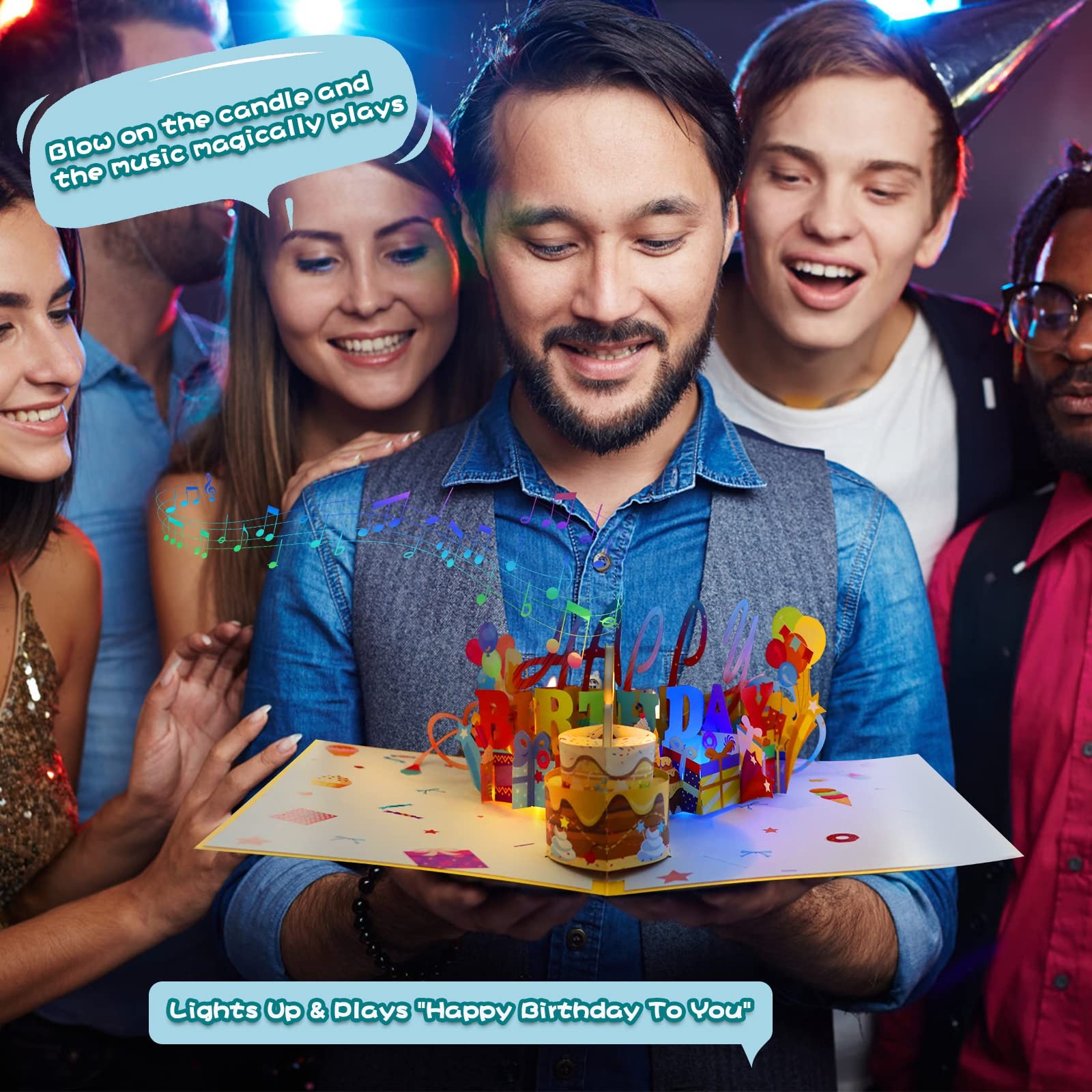 Olatay 3D Musical Birthday Popup 21.08 centimeters x 20 centimeters, Colorful