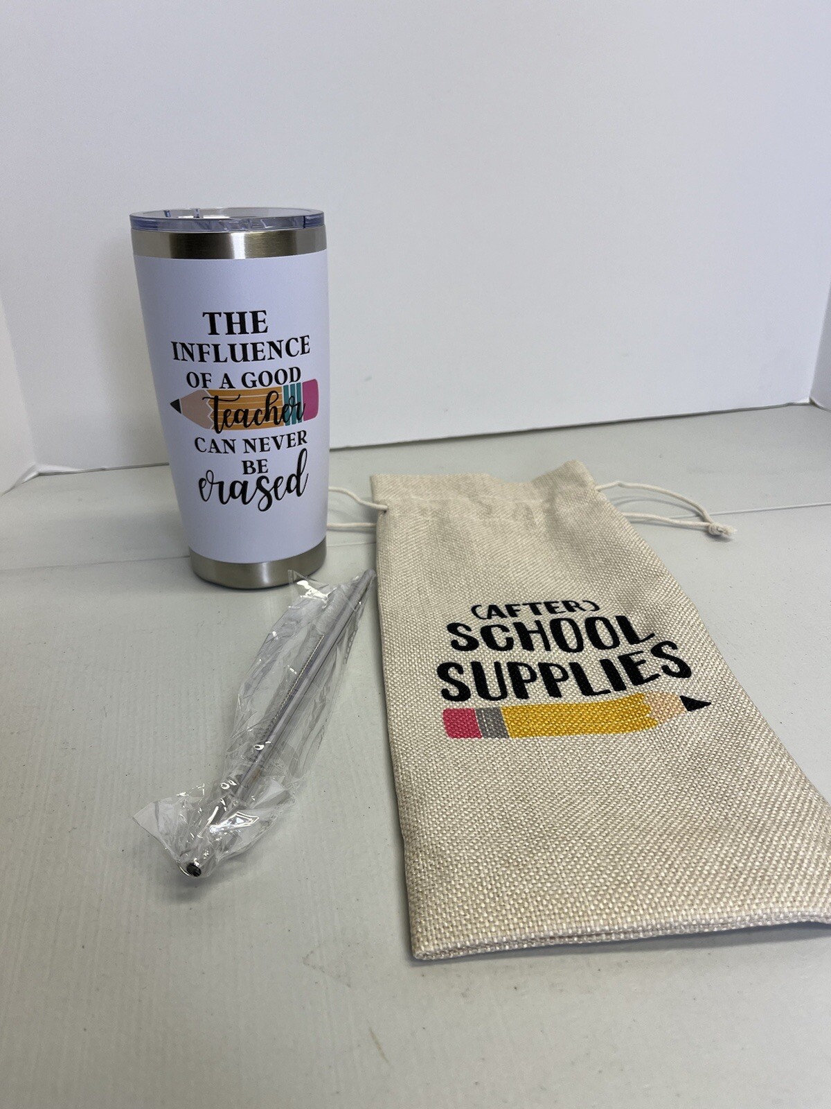 ZZkol Teacher Travel Insulated Tumbler Lid Straw 20 oz & School Wine Gift Bag