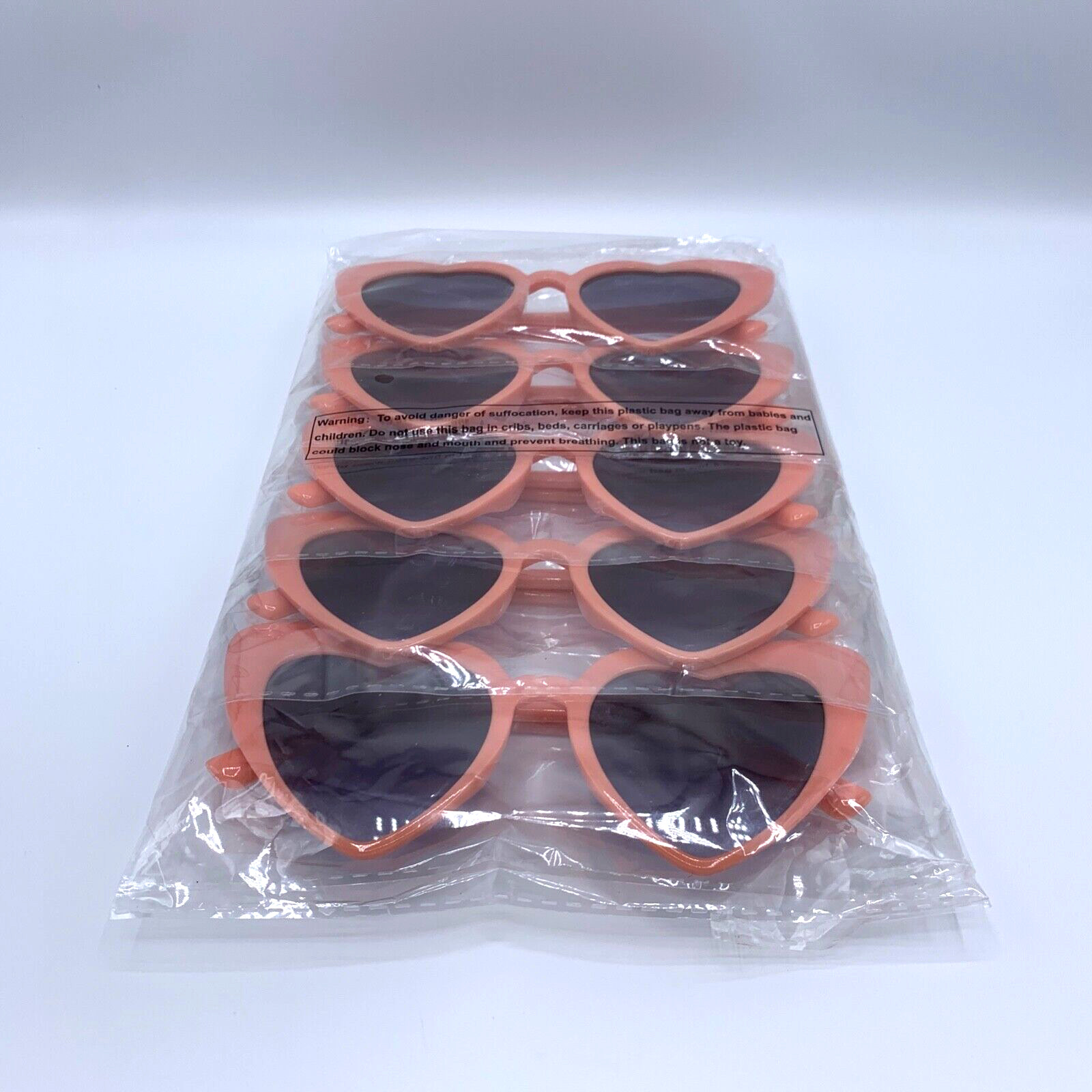 Set Of 5 Pink Sunglasses Heart-Shaped Retro Bachelorette Party Birthday Funky