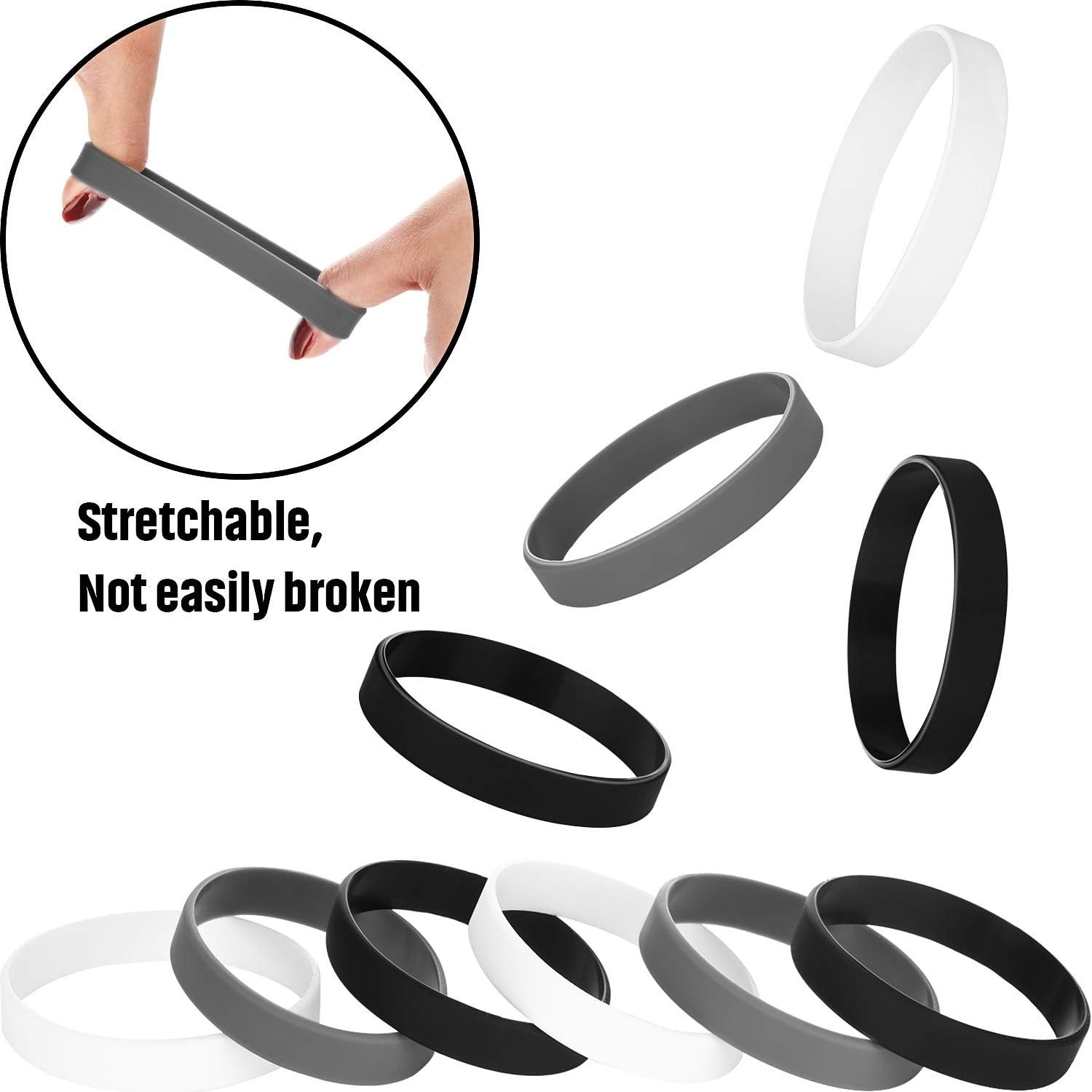 12 Pieces Rubber Bracelets, Solid Color Silicone Wristbands, Multi-Pack Blank…