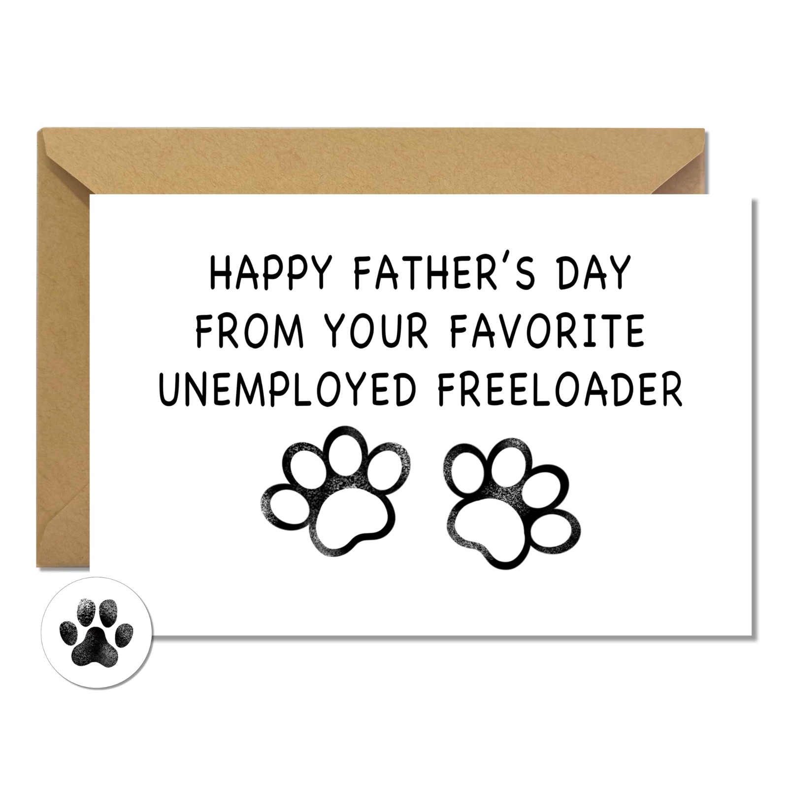 TwoDays Funny Dog Dad Cards with Envelope and Sticker, 4″ x 6″, Freeloader