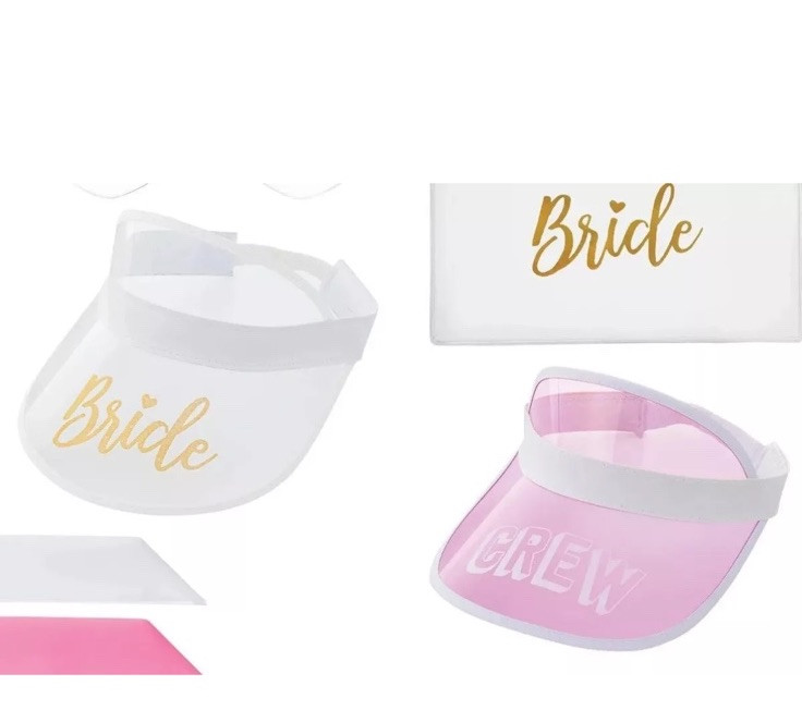 16 Pc Bachelorette Party 4 people Kit glasses sashes visors pouches white pink