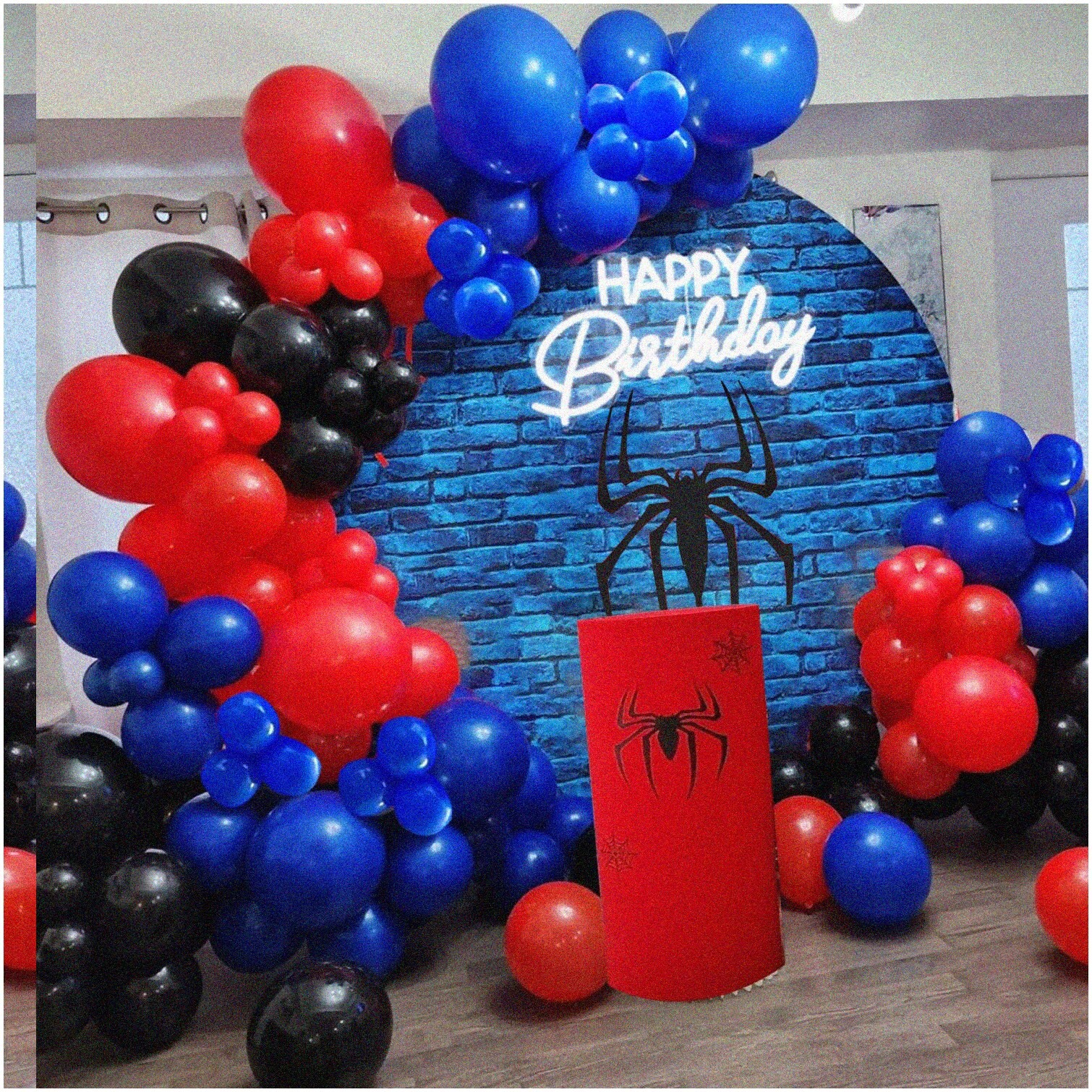Spiderweb Balloon Arch Kit with Red Blue Black Balloons