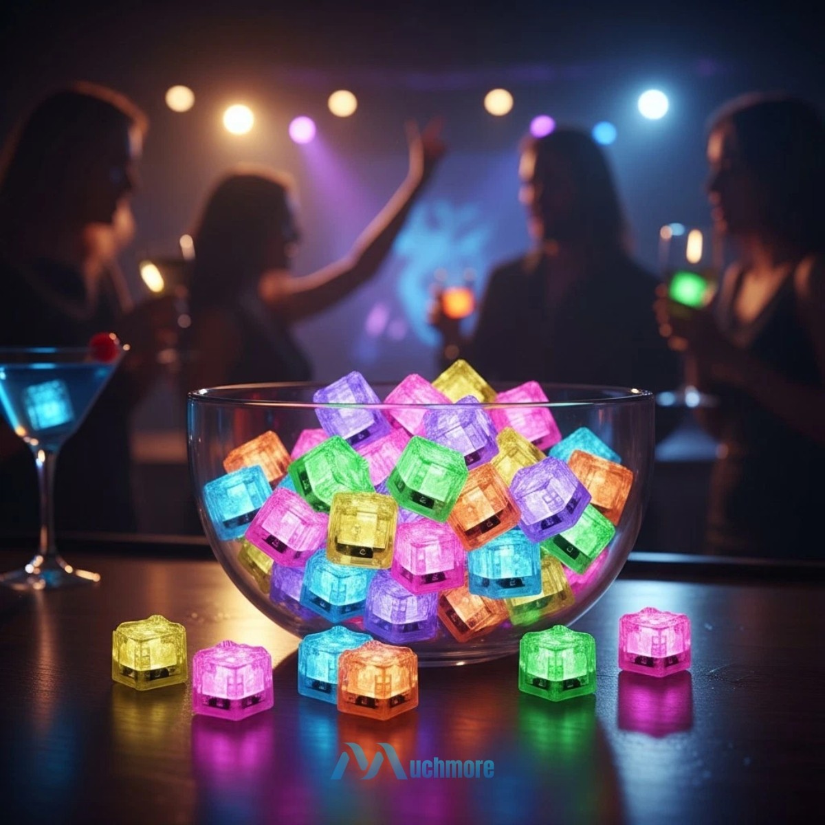 Liquid Activated LED Ice Cubes for Mojito Cocktails Drinks Multi-Color Changing