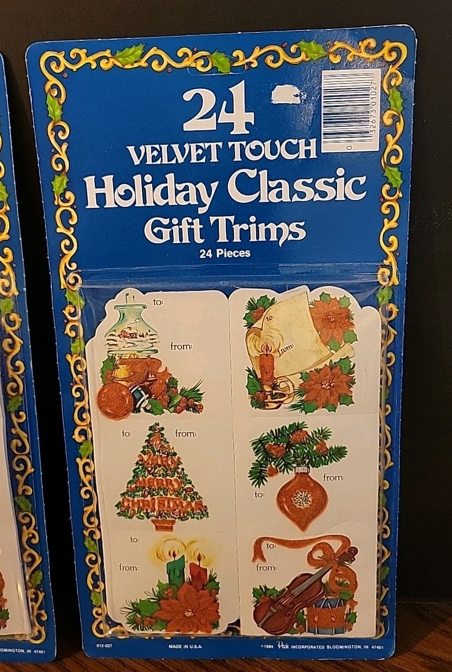 LOT of 2 VTG 24 Velvet Touch Holiday Classic Christmas Gift Tags 1984 Peck NOS