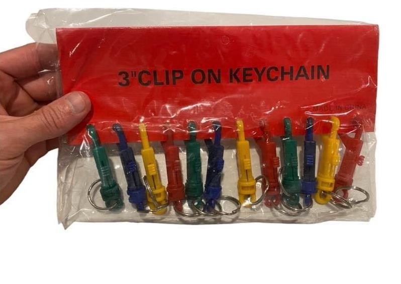 60 TOTAL 3″ Inch Clip on Key Chains – assorted colors – Cheap wholesale lot set