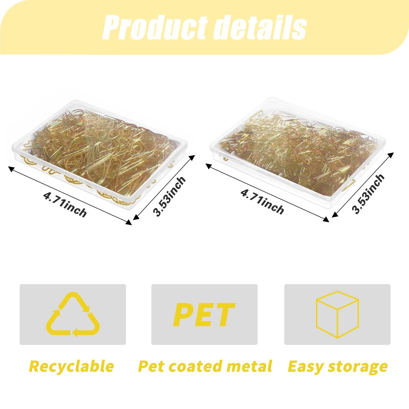 300 Pcs Gold Drops Shaped Paper Clips Set, 150 Pcs Medium Shape and 150 Pcs M…