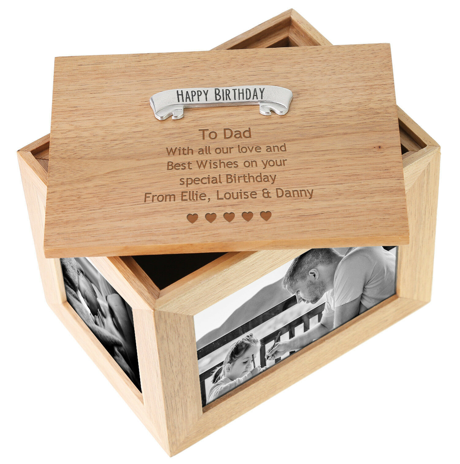 Dad’s Birthday Personalised Large Oak Keepsake Box 30 40 50 60 70 80 Daddy Gift