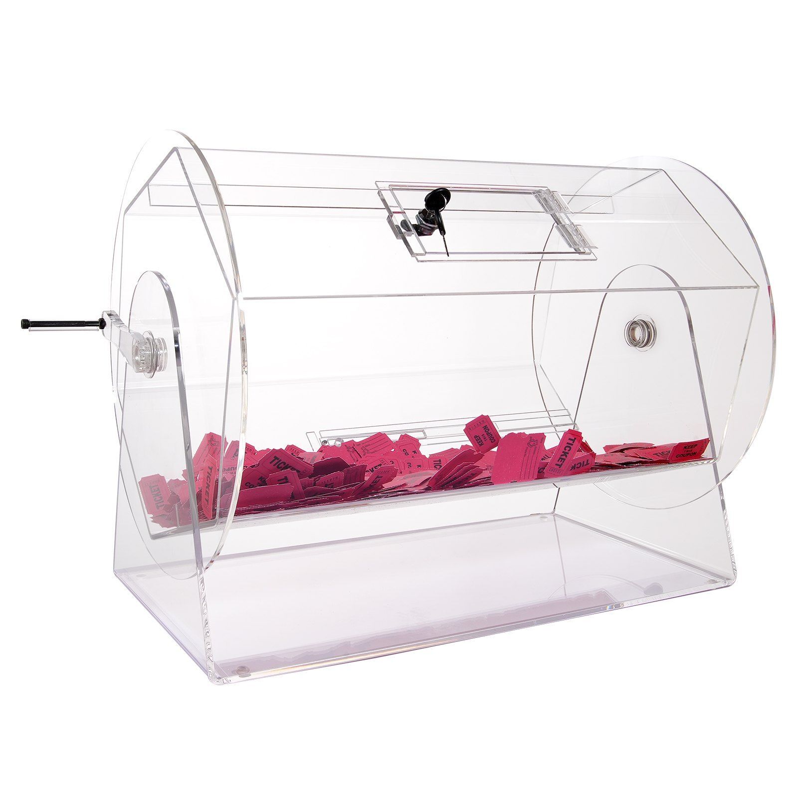 Raffle Drum,Professional Raffle Ticket Spinning Cage w/ 2 Keys Raffle Ticket Box